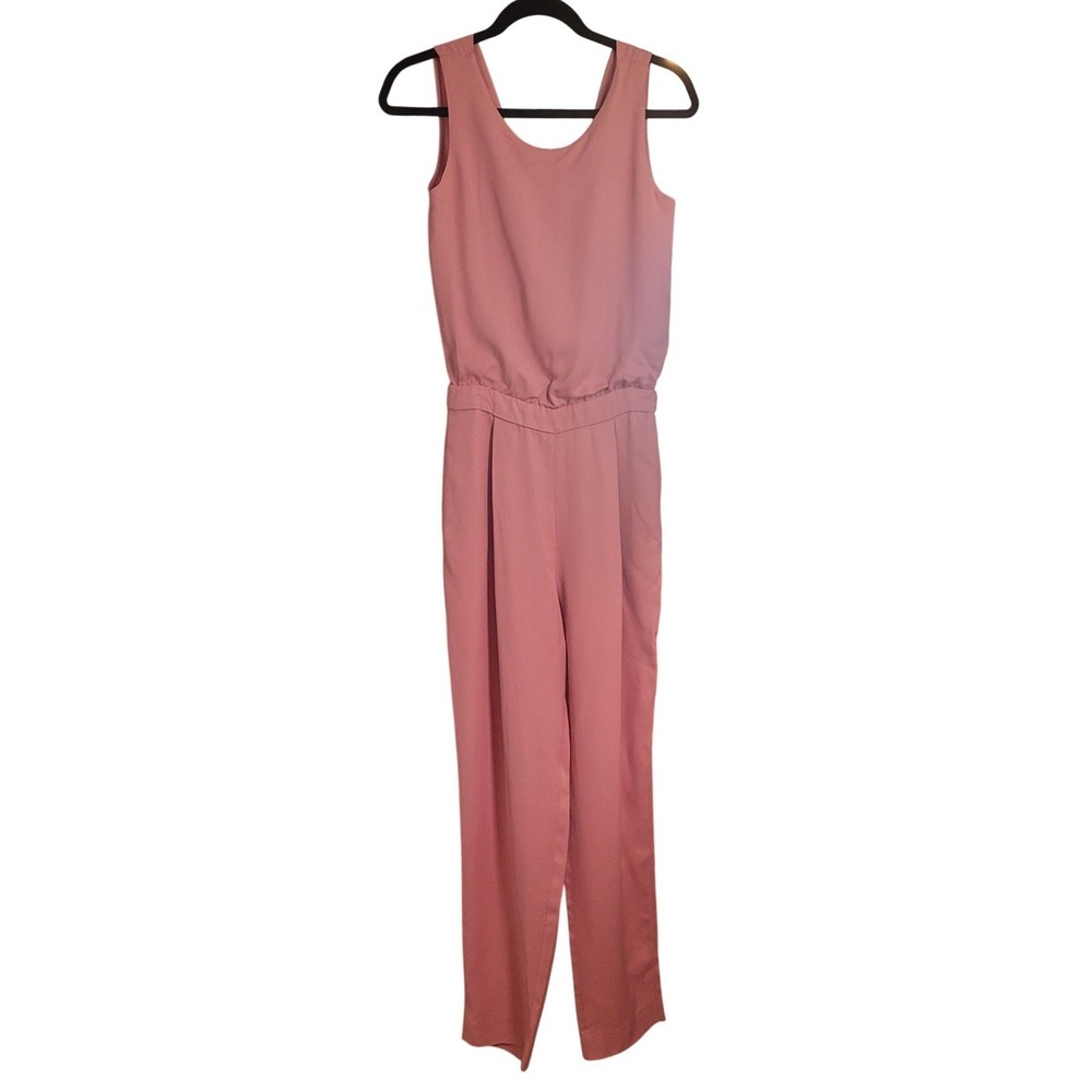 Massimo Dutti Pink Jumpsuit 6 NWT Viscose‎ Twill Wide Leg Sculptural Tie Back